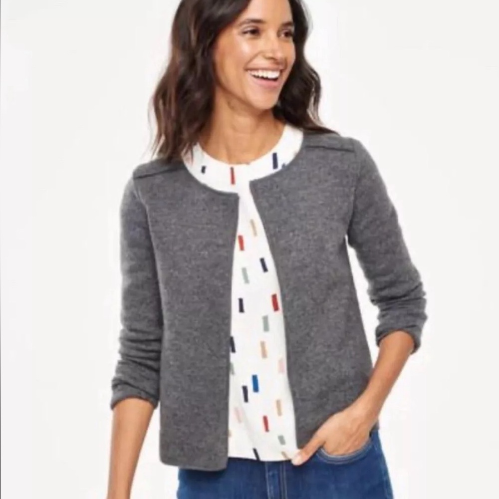 Boden • Curzon Open Front Lightweight Boiled Wool Cardigan Jacket Gray Size 6